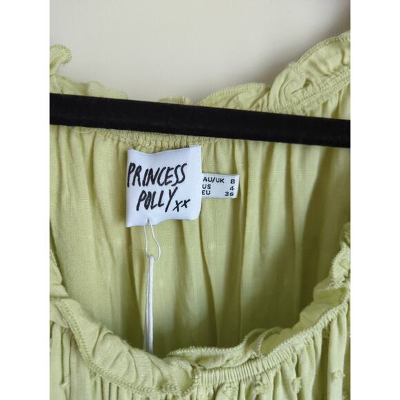 Princess Polly Anastasiya Mini Dress/Romper Lime size 4 NWT - Picture 3 of 6